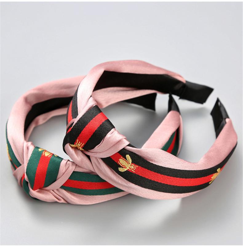 

Women Girl Headbands Wide Red Green Bee Knot Korean Vintage Hairband Sweet Hair Accessories Head wear Wholesale Fashion New
