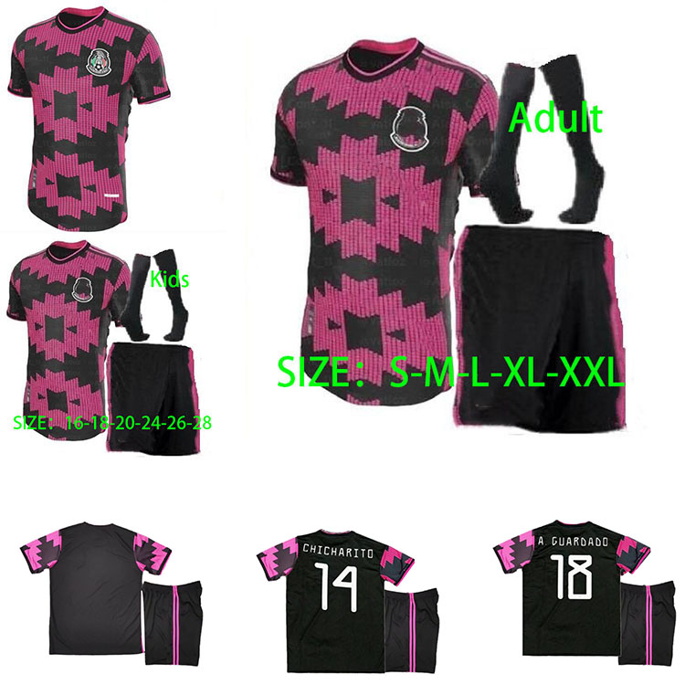

TOP Mexico soccer jersey away white Camisetas 20 21 CHICHARITO LOZANO DOS SANTOS 2020 football shirt Men Kids kit+socks uniforms maillots, Gold