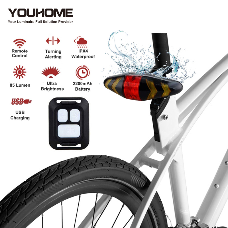 

Smart Bike Turning Signal Cycling Taillight Wireless Remote Mountain USB Bicycle Rechargeable Rear Light LED Warning Lamp