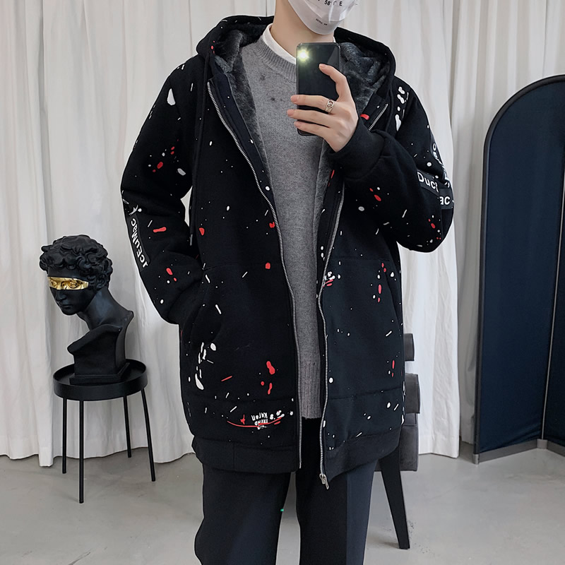 

Mens Casual Thick Hoodie Jacket Big Pocket Coat Men Warm Thick Coat Plus Size Windbreaker Male Jaqueta, Black