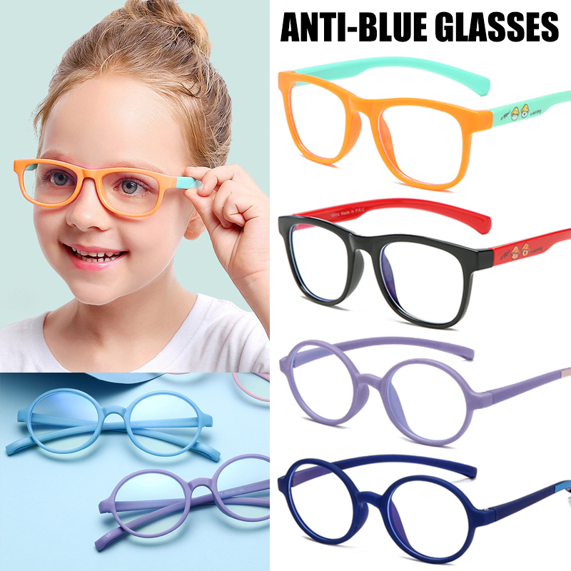 Childrens Anti-Blu-ray Glasses Boys and Girls Baby Computer Goggles Anti-UV Fashion Flat Mirror,Black