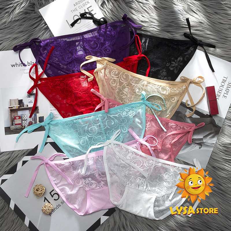 

Women's underwear Lace Sexy belt women's underwear cotton crotch Lace Sexy delicate seductive low waist girl's briefs, Black