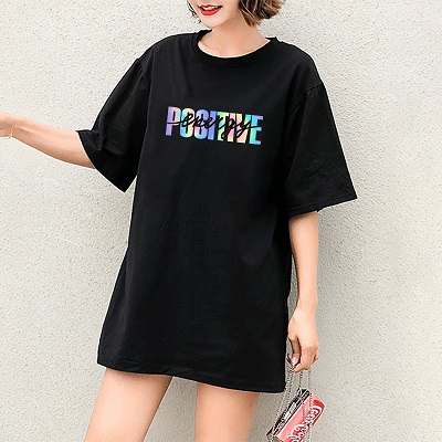 

Fashion Womens DIY T-Shirts Girls Casual T-Shirts with Letter Pattern Print New Colorful Letters Short Sleeves High Quality Comfortable Tops, Black