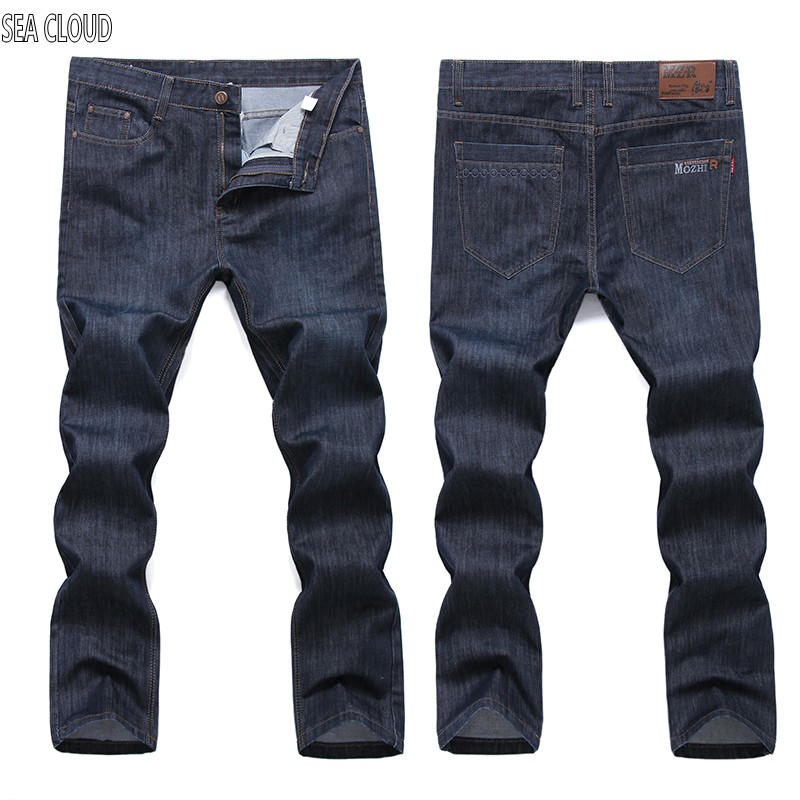 

82 Free shipping Big Size 28-48 Man Jeans High Stretch Straight Long Slim Trousers Fashion Casual Black Blue Denim Male Busines, Model 1