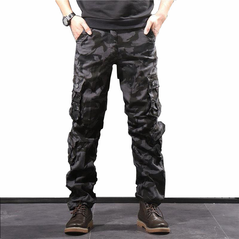 

Men's Army Cotton Pants Outdoor Sport Hiking Camping Fishing Camouflage Cargo Pants Joggers Sweatpants Hunting Trousers, Blue
