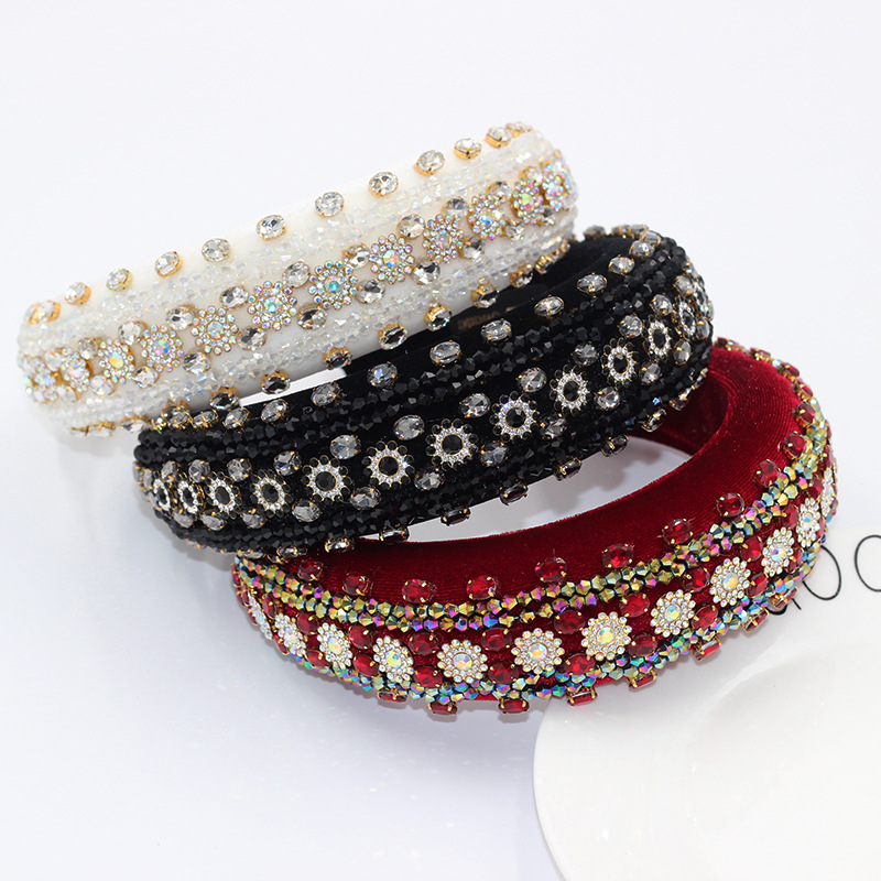 

European And American Style Luxury Hairbands Women Sponge Crystal Gemstone Ladies Party Prom Headband Fashion Hair Accessories