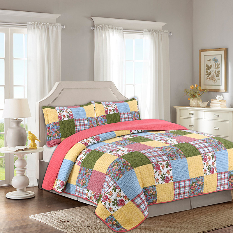 

CHAUSUB Cotton Bedspreads Quilt Set 3pcs Coverlet Printed Quilts Quilted Bed Cover Pillowcase  Queen Size Summer Blanket, Orange