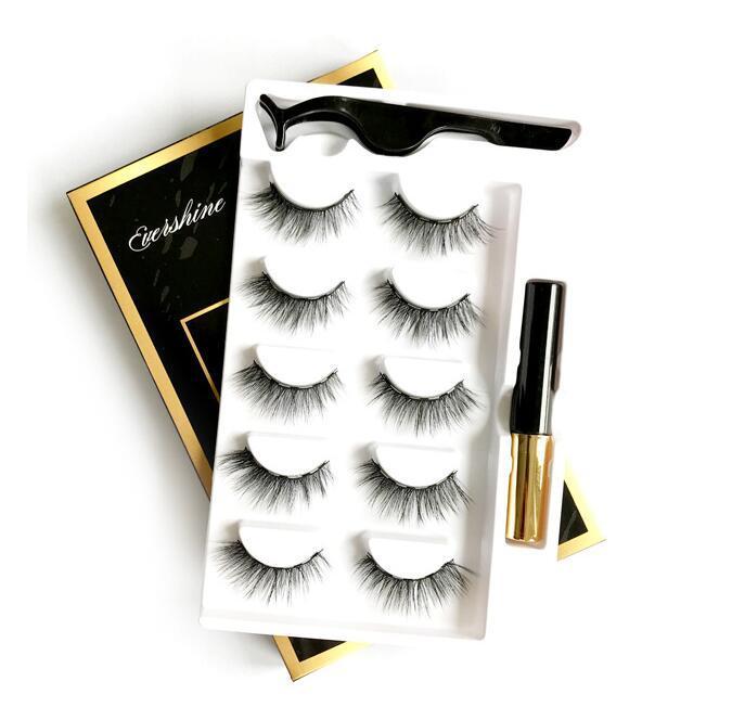 

Magnetic Eyeliner Eyelashes Kit 5 Pairs Magnetic Eyelashes with Eyeliner, Tweezers