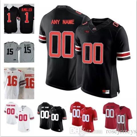

Custom Mens Youth Ohio State Buckeyes College Football white red black Personalized Kids Stitched Any Name Number 16 Barrett Jerseys S-3XL, Black;red