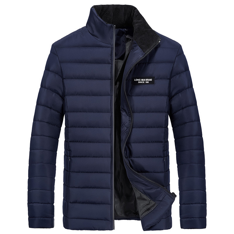 

Autumn And Winter New Style Men's Stand Collar Thick Lettered down Feather Cotton-padded Clothes Business Plus-sized Casual, Black