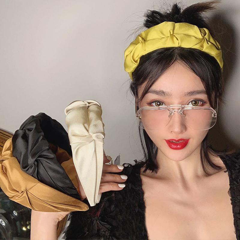 

AWAYTR Bohemia Dot Print Hairband Women Hair Hoop Bands Elastic Wide Pleated Solid Bezel Headband Fashion Girls Hair Accessories