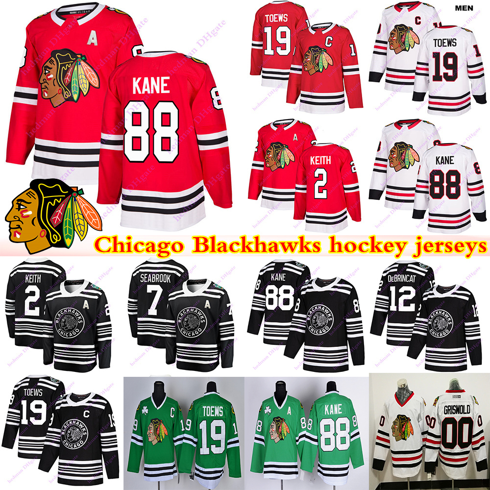 

Chicago Blackhawks jerseys 00 Griswold 19 Jonathan Toews 88 Patrick Kane 2 Duncan Keith Clark Griswold Brandon Saad hockey jersey, Red