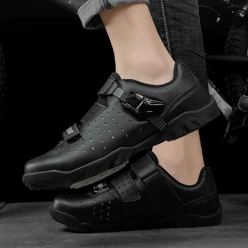 

Men Women Bicycle Sport Shoes Rubber Sole Breathable Outdoor Mountain Road Universal Cycling Bike Sneakers PLus Size 37-48, Black