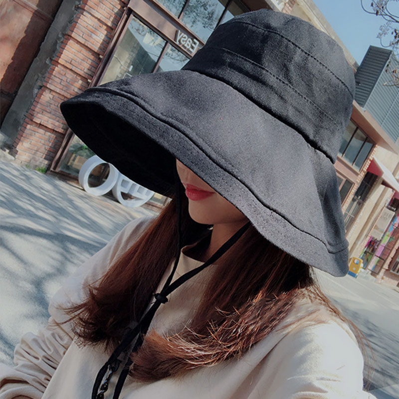 

New Cotton and Linen Folding Fisherman Big Hat Female Casual Sun Visor Fisherman Sun Caps -OPK, Yellow