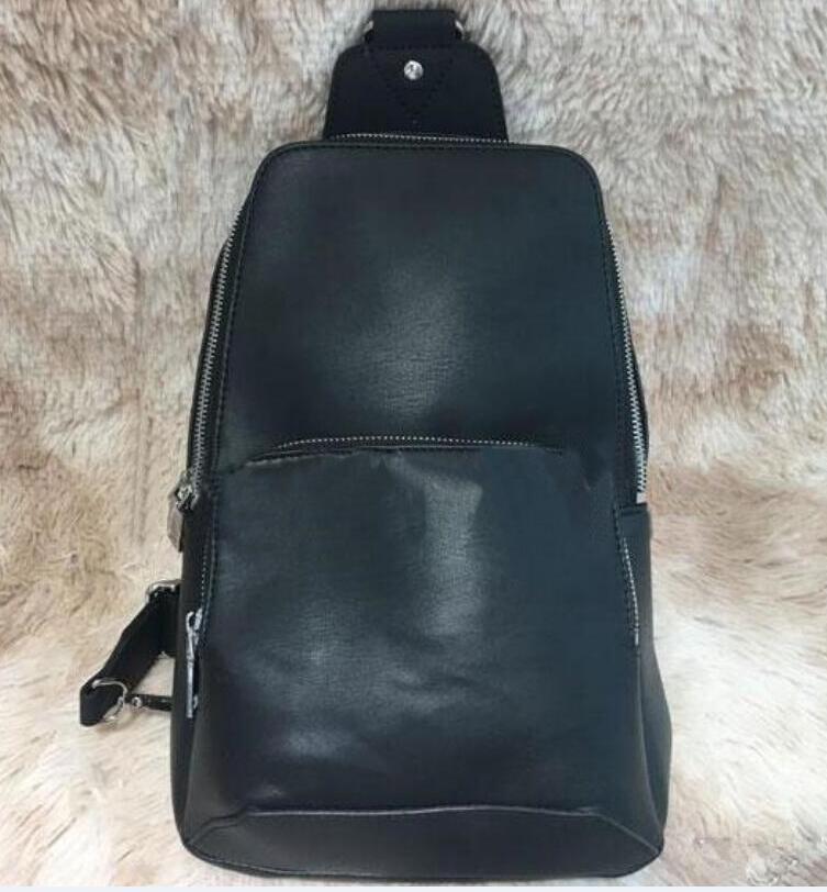 

2020 Real Leather men sling bag cross body messenger bags Black outdoor Top Quality waist bag pack chest bag