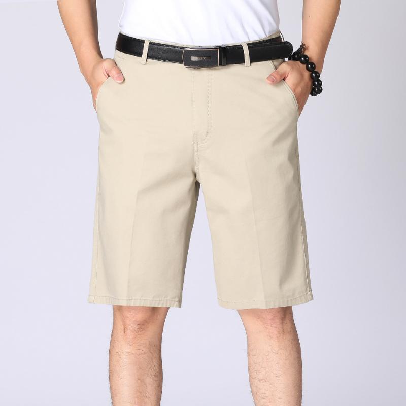 

TFU Men's 2020 Summer Business Casual 100% Cotton Twill Shorts Men Fashion Solid Color Vintage Washed Pockets Cargo Shorts Men, Beige