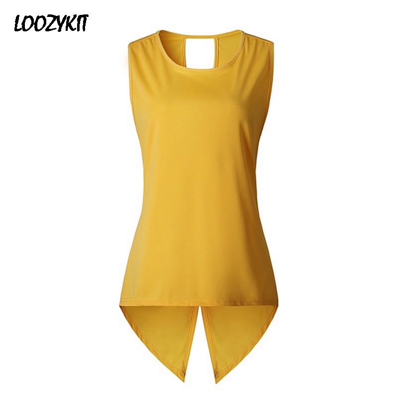

LOOZYKIT Women Yoga Shirts O Neck Sleeveless T Shirt Fitness Top Loose Solid Sportswear Female Sporting Clothing Large Size, White
