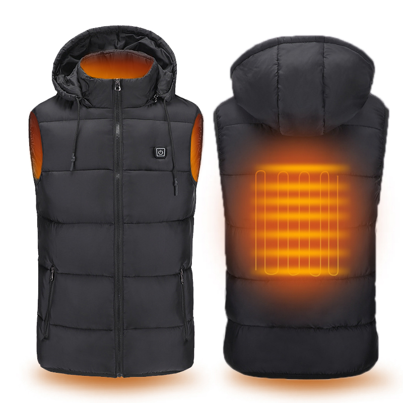 

ZYNNEVA Outdoor USB Smart Heated Vest Winter Electric Charging Heating Jacket Men Women Pure Color Warm Hiking Clothing GC1135, Black