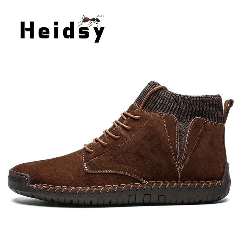 

Heidsy Men Boots New Fashion Winter Shoes Non-slip Wearable Keep Warm Casual Shoes Plus Retro Trend Men's Fashion Boots Fur, Black