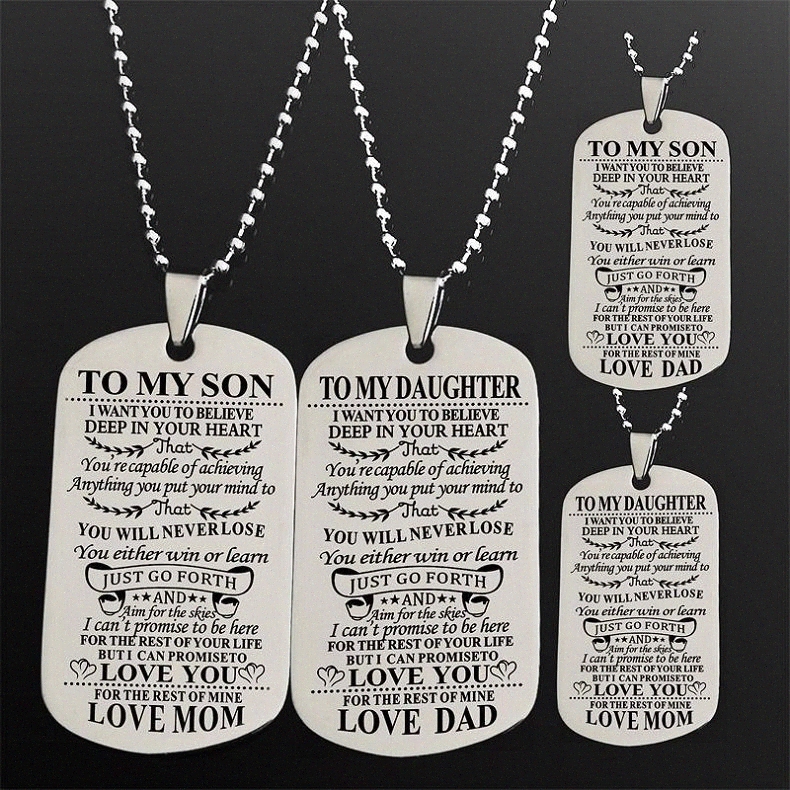 Papa//Mamá Para Mi Hija//Hijo Colgante Collar de etiqueta Te Amo Regalo Creativo Z