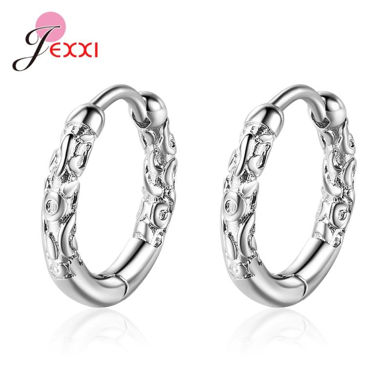 

Korean Trend Women Wedding Party 925 Sterling Silver Hoop Earrings Piercing Simple Black Color Jewelry Birthday Gift