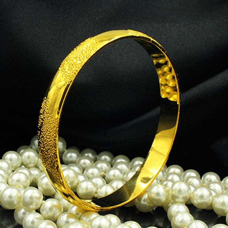 

10mm Surface Smooth Scrub Bangle Solid Women Bracelet Gold Filled Classic Wedding Bridal Accessories Diameter 6cm Polished