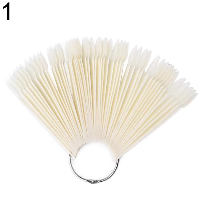

50Pc Fan-shape Nail Art Tips Polish Board Display Practice Sticks Manicure Tool Transparent Natural Fake Nail Tips Art Tool