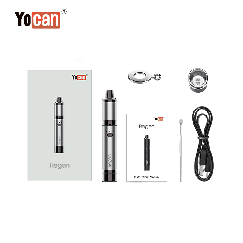 

100% Authentic Yocan Regen wax vaporizer vape pen quad Coils Detachable Built-in Silicone Jar e cigarettes vs bong DHL free shipping