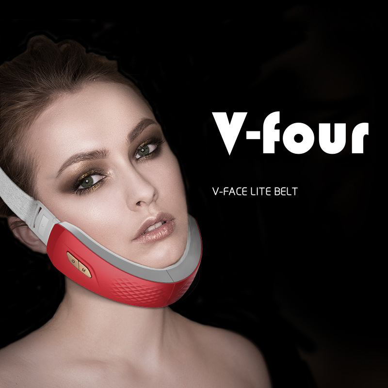 

Microcurrent Thin Face Machine Vibration Massager Chin V-Line Up Lift Belt Red Blue LED Photonic Therapy Facial Lifting
