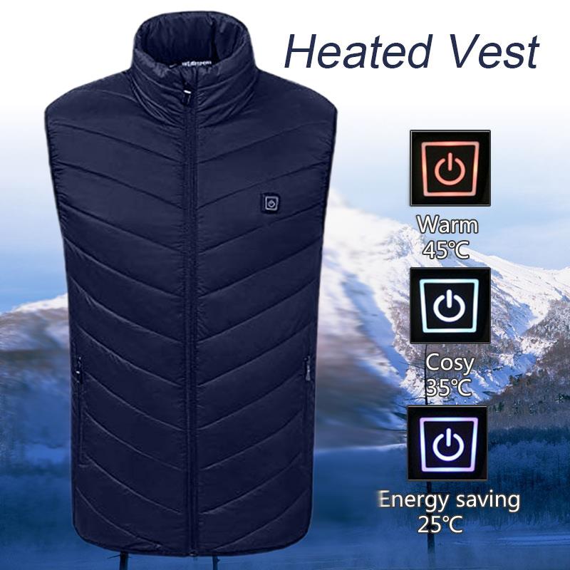 

Electric Vest Heated Jacket Heated USB Warm Winter 5-12v Navy Blue Pad Thermal Hot Compress Heating Coat Physiotherapy, As pic