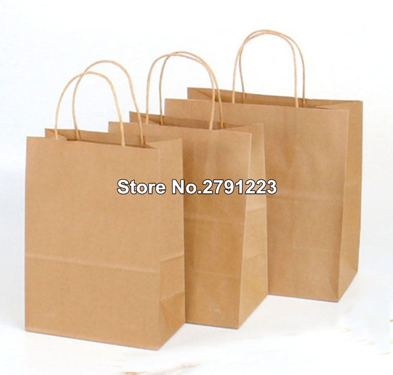 

30PCS/lot 4 size kraft paper bag with handles for Wedding Party Fashionable clothes Gifts Multifunction Wholesale