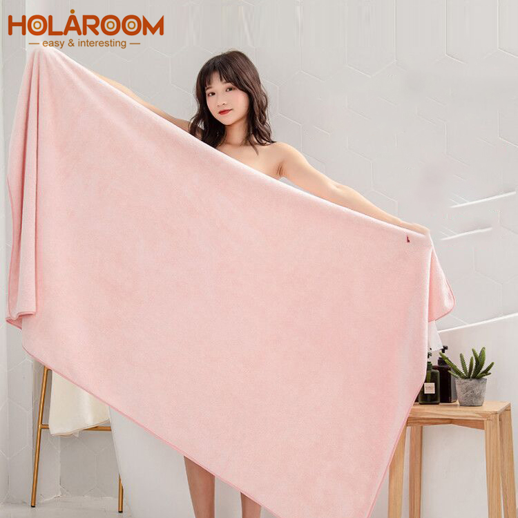 

Towel Large Bath Solid Color Towels 75*150cm 90*180cm Superfine Fiber Soft And Absorbent Cleaning El Home Bathroom Gifts, Pink