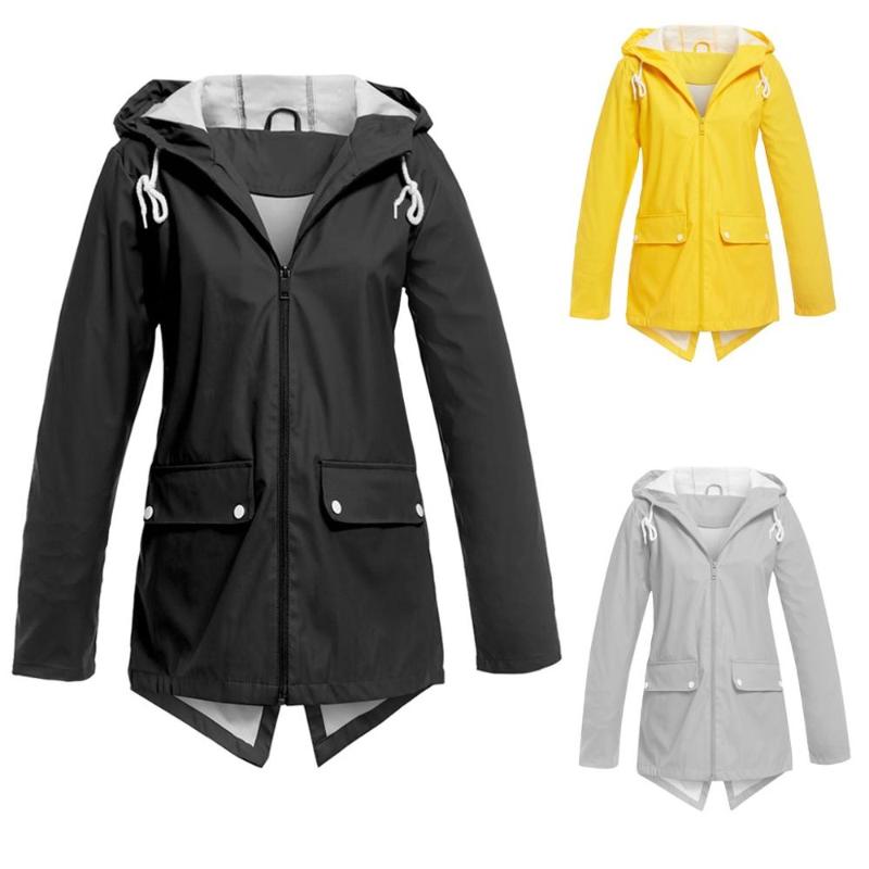 

2020 Women Men Rain Jacket Waterproof Impermeable Plus Size Men Waterproof Jackets Outdoor Loose Coat Softshell chaquetas hombre, Black