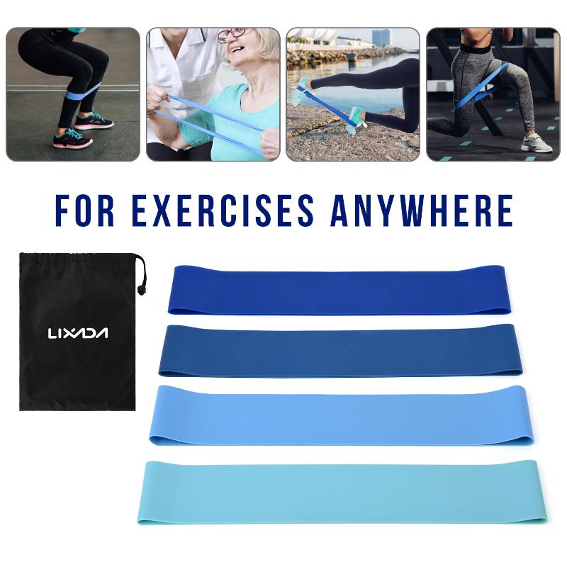 

LIXADA 4pcs Training Fitness Exercise Gym Strength Resistance Bands Pilates Sport Rubber Fitness Band Crossfit Workout Equipment