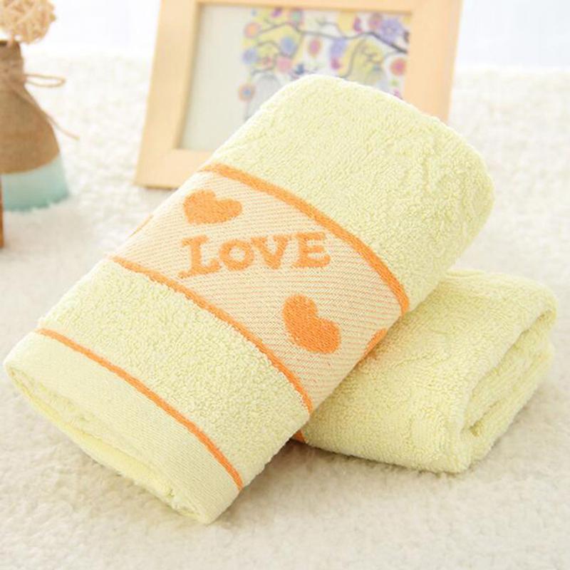 

Towel 1Pcs 73*33cm Simple Soft Face Towel Cotton Blends Solid Color Love Pattern Supper Comfy Household Small Portable, Pink