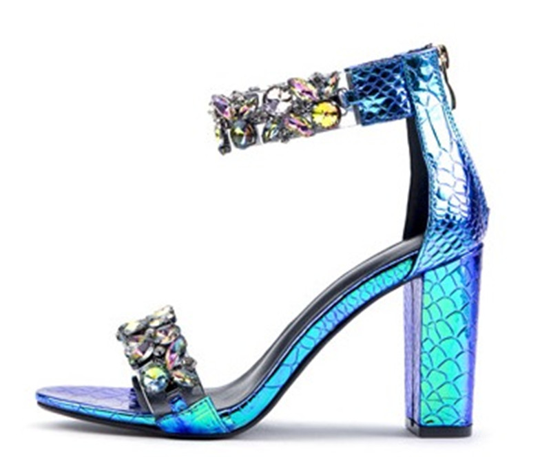 

Elegant High Heel Sandals Chunky High Heels with Crystals Women Evening Dress Heels Ladies Shoes Stilettos 2020, Beige