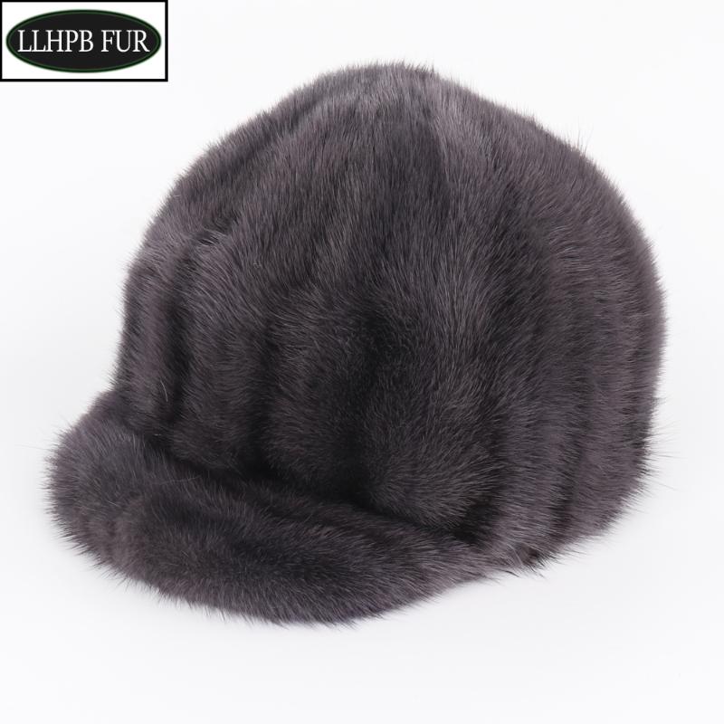 

New Fashion Lady Real Cap Luxury Women Casual Handmade Natural Hat Winter Warm Girls Genuine Caps, Black