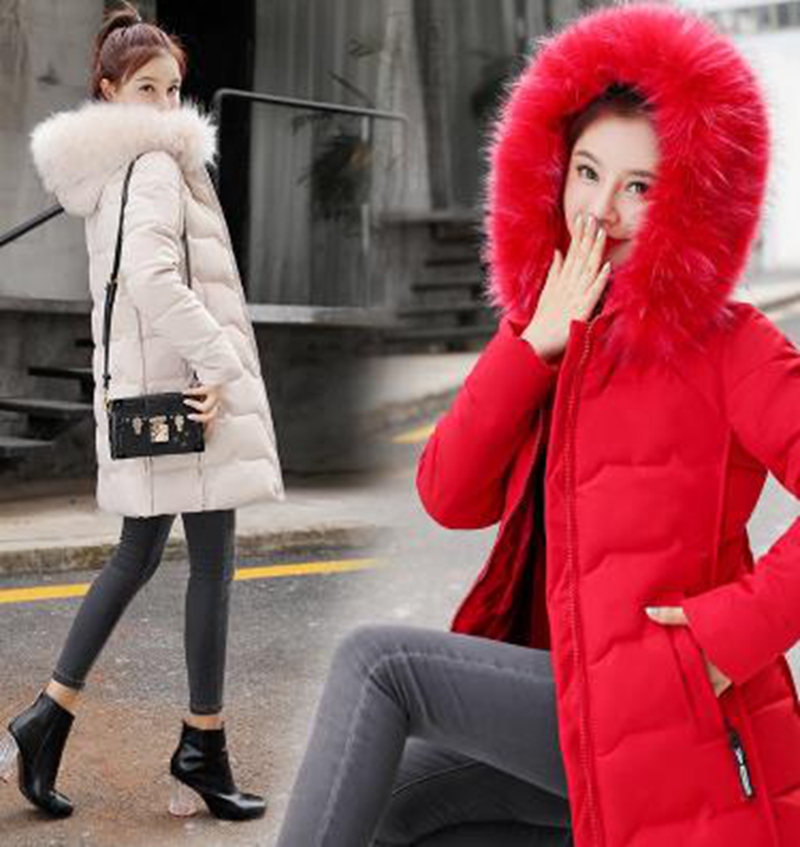 

Wholesale fashion new women's mid-length slim thick down padded jacket, Navy blue