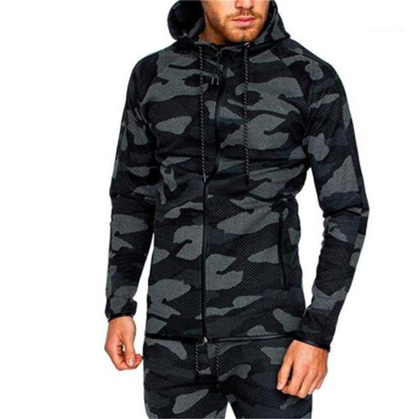 

Sizen Mens Camouflage Coat Sportswear Sports Fitness Long Sleeve Hooded Mens Sweatshirts With Zipper Contrast Color Plus