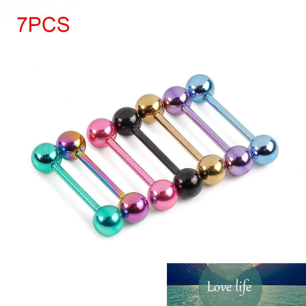 

7pcs Plated Stainless Steel Mixed Colors Tounge Rings Piercing Body Jewelry