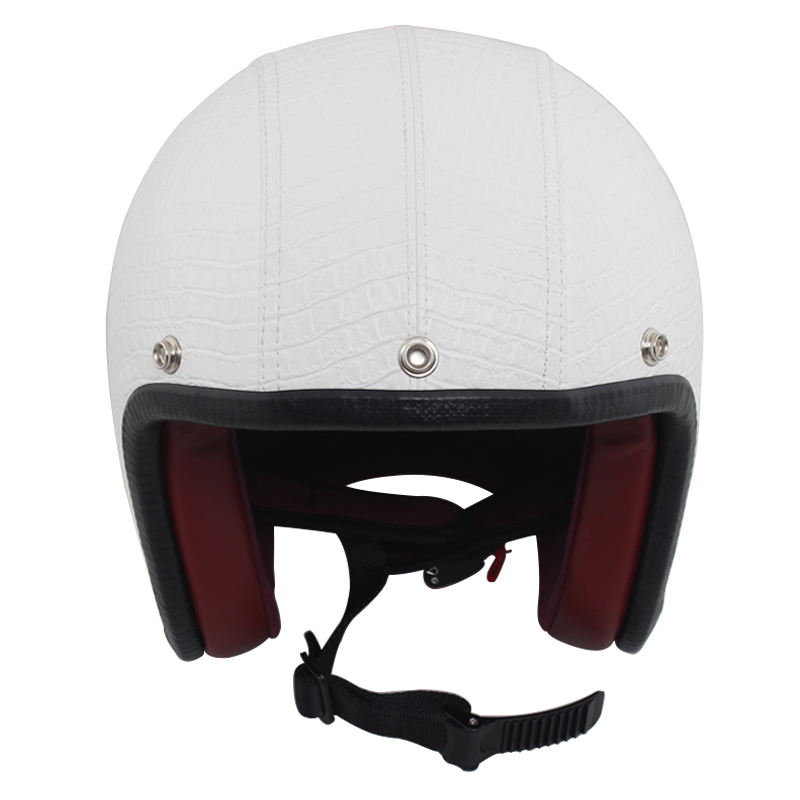 

Motor Helmet PU Leather Retro Style Motorbike Helmet Open Face 3/4  L XL Motorcycle, As pic