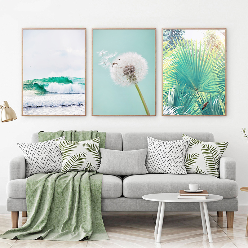 2020 Blue Sea Hd Wall Art Modular Picture Nordic Style Poster Green Plants Dandelion Canvas Painting Print Restaurant Home Decoration From Goodcomfortable 3 41 Dhgate Com