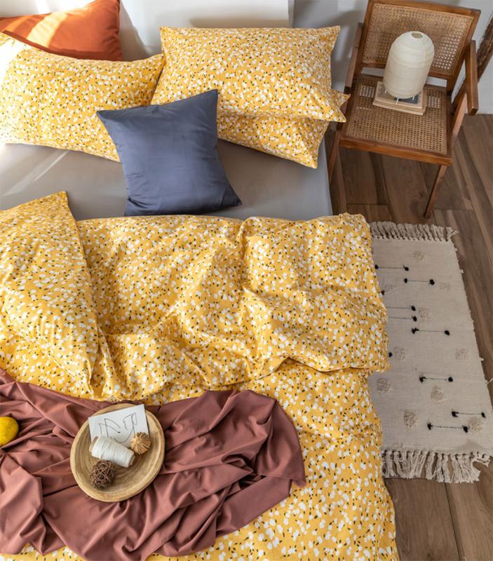

Yellow flower bedding set teen kid, full queen king cotton single double home textile bed sheet pillow case quilt cover, Picture color