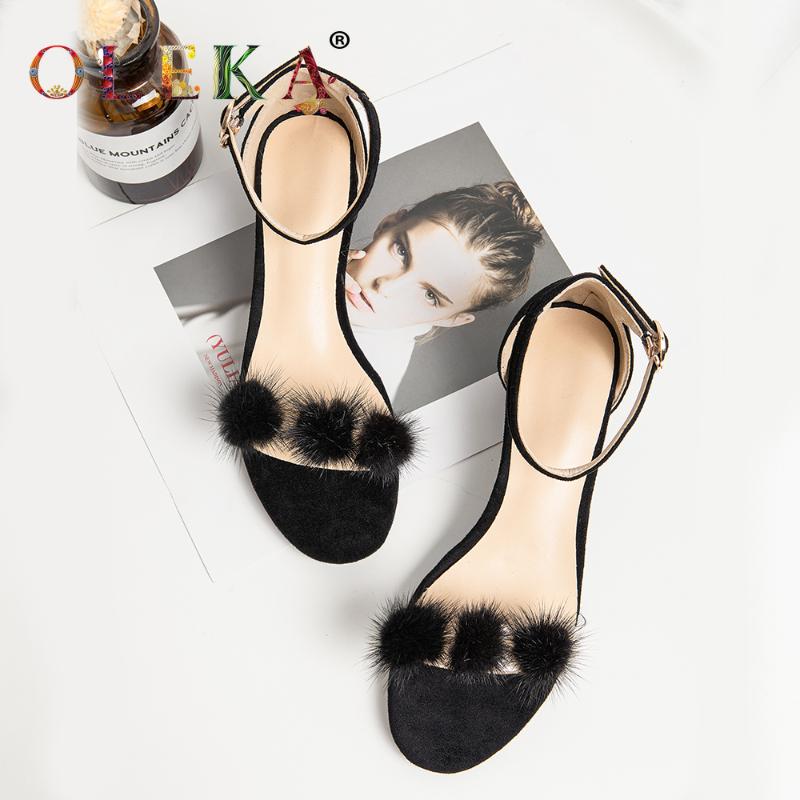 

OLEKA Square heel sandals women summer sexy Style Flower Strange HeelParty Shoes Peep Toe Ankle-Wrap shoes woman sandals AS151, Beige