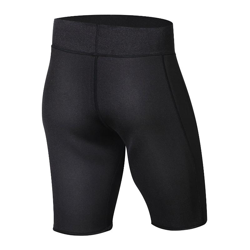 

Hot Fat Burning Sweat Suit Bodybuilding Stretch Neoprene Body Sculpting Sweating Men' Five-point Pants Quick Dry Sport Shorts, Black
