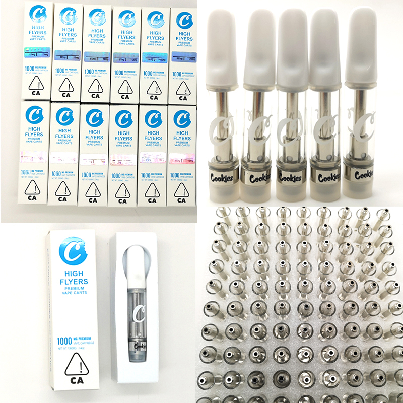 

Cookies High Flyers Vape Cartridges 510 Thread Cartridges Empty Vaporizers 1.0ml 0.8ml Carts Ceramic Coil Pyrex Glass Tank Cookies Packing