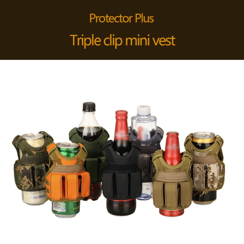 

Camping Multi-tool Beer Bottle Cover Mini Vest Shape Nylon Adjustable Detachable DIY Drinks Can Water Bottles Decoration KTV Bar
