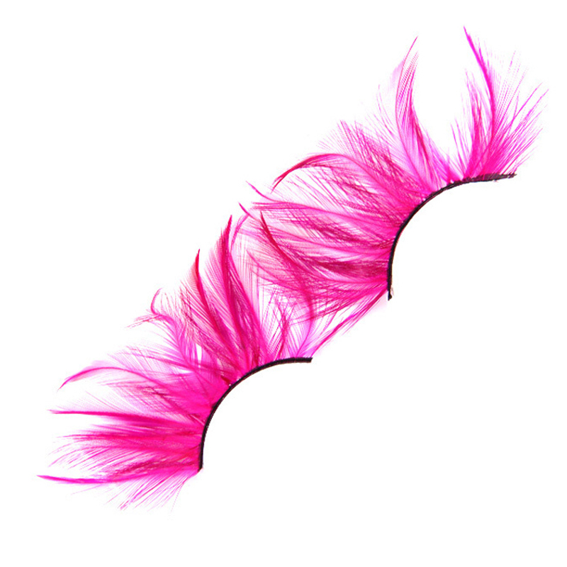 

YOKPN Soft Black Terrier Fake Eyelashes Professional Makeup Tips Full Strip Lashes Stage Party False Eye Lashes Pink Feather