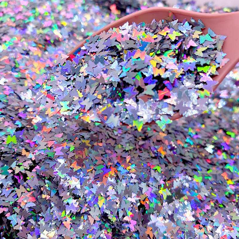 

10g 50g/bag Silver Holographic Glitter Micro Star Butterfly Shape Nail Sequins Acrylic Laser Glitter For Nail Art Decorations