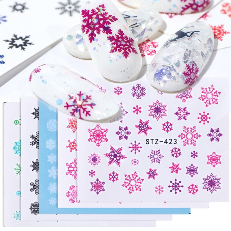 

1pc Snowflake Slider For Nail Sticker Wraps Red White Decals Christmas Designs Winter Nail Art Decoration Manicure Tool LASTZ421, Stz427